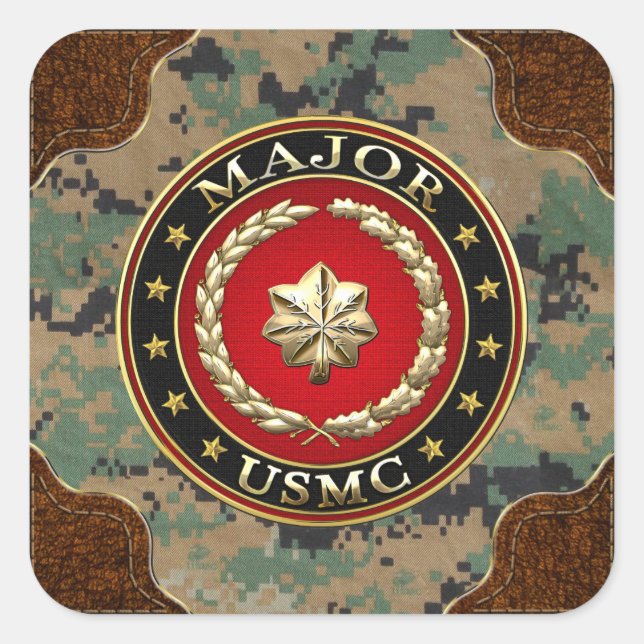 U.S. Marines: Major (USMC Maj) [3D] Quadratischer Aufkleber (Vorderseite)