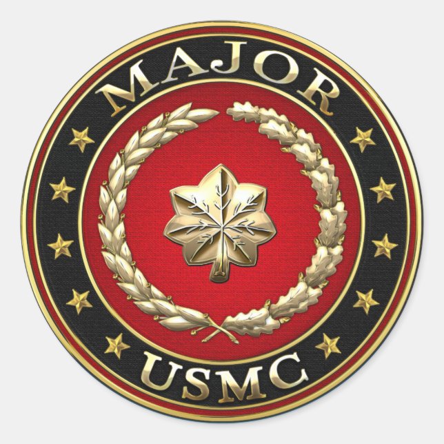 U.S. Marines: Major (USMC Maj) [3D] Runder Aufkleber (Vorderseite)