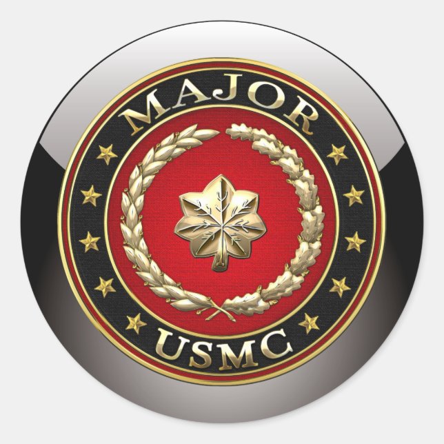 U.S. Marines: Major (USMC Maj) [3D] Runder Aufkleber (Vorderseite)