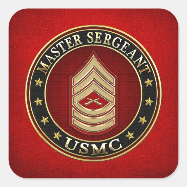 U.S. Marines: Master Sergeant (USMC MSgt) [3D] Quadratischer Aufkleber (Vorderseite)