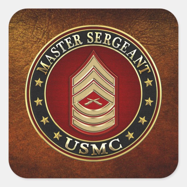 U.S. Marines: Master Sergeant (USMC MSgt) [3D] Quadratischer Aufkleber (Vorderseite)