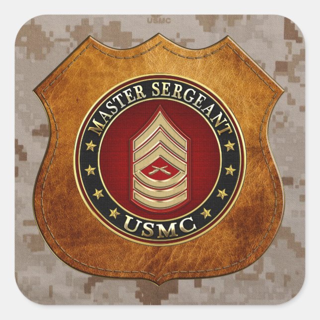 U.S. Marines: Master Sergeant (USMC MSgt) [3D] Quadratischer Aufkleber (Vorderseite)