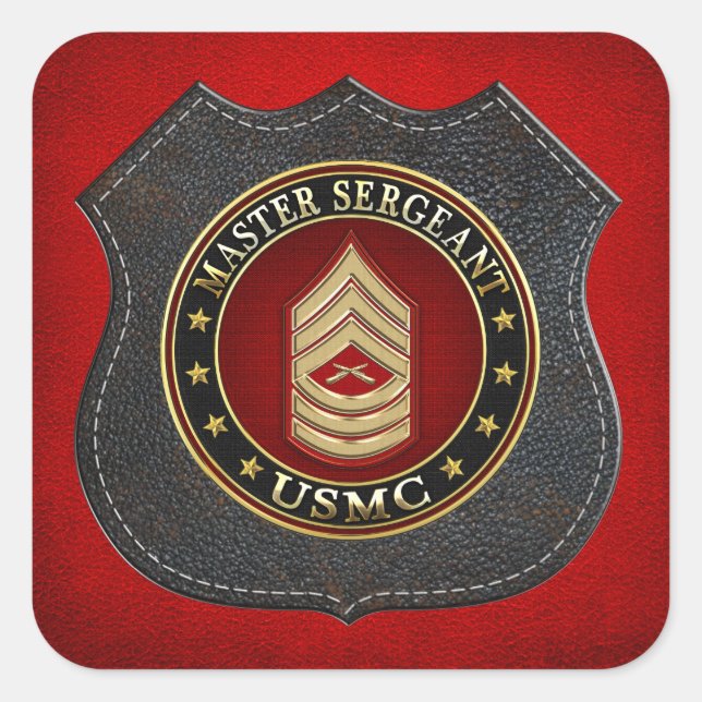 U.S. Marines: Master Sergeant (USMC MSgt) [3D] Quadratischer Aufkleber (Vorderseite)
