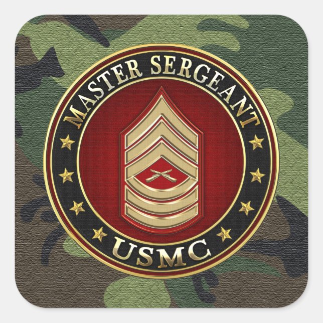 U.S. Marines: Master Sergeant (USMC MSgt) [3D] Quadratischer Aufkleber (Vorderseite)