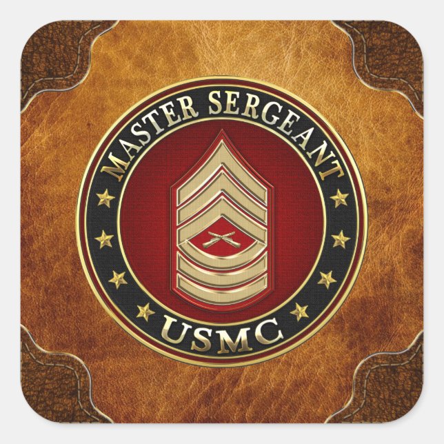 U.S. Marines: Master Sergeant (USMC MSgt) [3D] Quadratischer Aufkleber (Vorderseite)