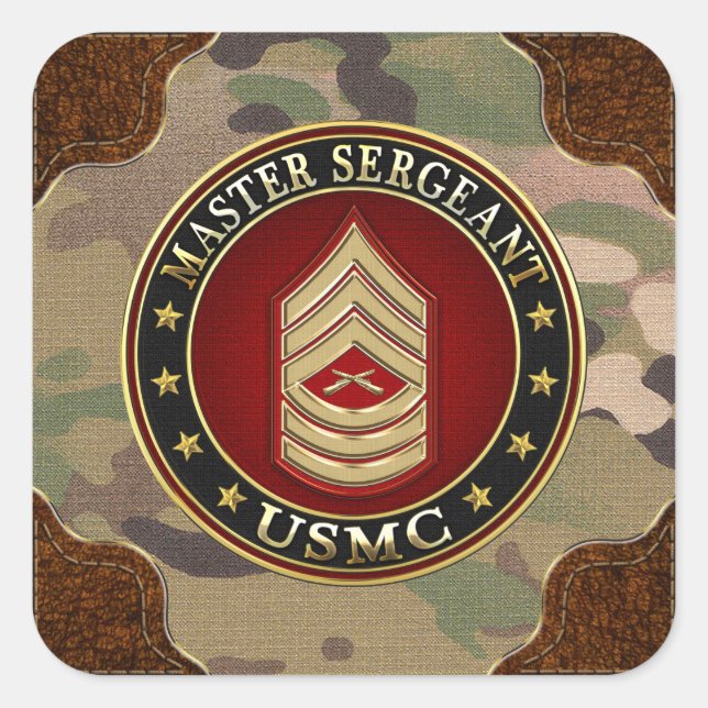U.S. Marines: Master Sergeant (USMC MSgt) [3D] Quadratischer Aufkleber (Vorderseite)
