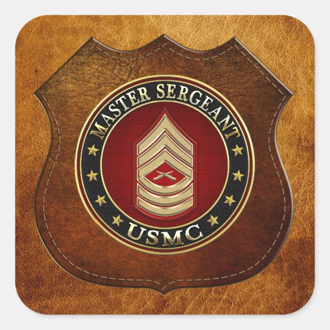 U.S. Marines: Master Sergeant (USMC MSgt) [3D] Quadratischer Aufkleber (Vorderseite)