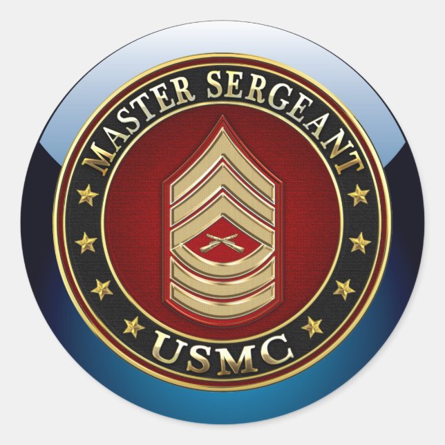 U.S. Marines: Master Sergeant (USMC MSgt) [3D] Runder Aufkleber (Vorderseite)