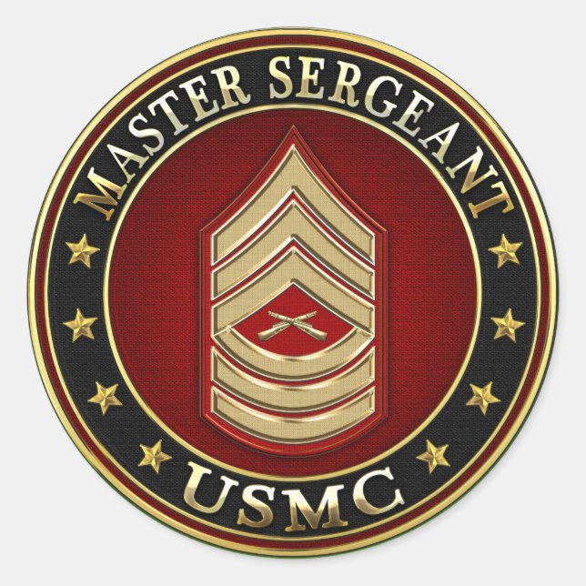 U.S. Marines: Master Sergeant (USMC MSgt) [3D] Runder Aufkleber (Vorderseite)