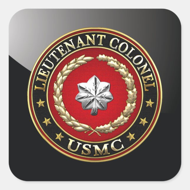 U.S. Marines: Oberstleutnant (USMC LtCol) [3D] Quadratischer Aufkleber (Vorderseite)