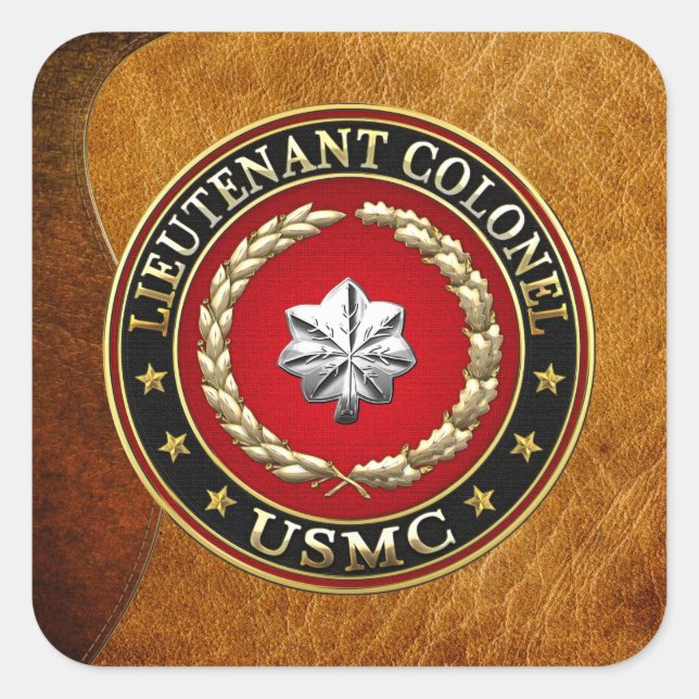 U.S. Marines: Oberstleutnant (USMC LtCol) [3D] Quadratischer Aufkleber (Vorderseite)
