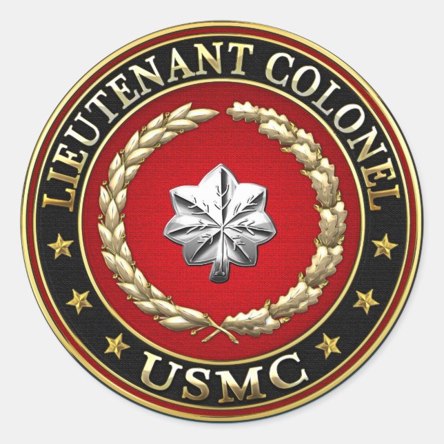 U.S. Marines: Oberstleutnant (USMC LtCol) [3D] Runder Aufkleber (Vorderseite)