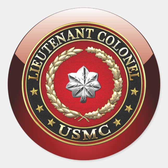 U.S. Marines: Oberstleutnant (USMC LtCol) [3D] Runder Aufkleber (Vorderseite)