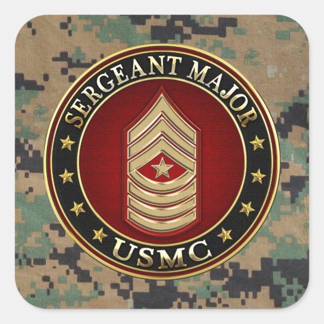 U.S. Marines: Sergeant Major (USMC SgtMaj) [3D] Quadratischer Aufkleber (Vorderseite)