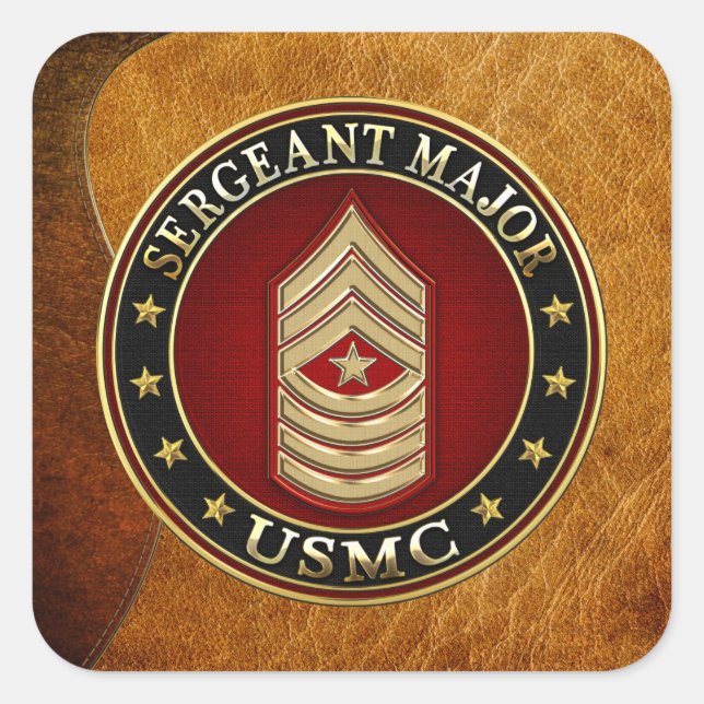 U.S. Marines: Sergeant Major (USMC SgtMaj) [3D] Quadratischer Aufkleber (Vorderseite)
