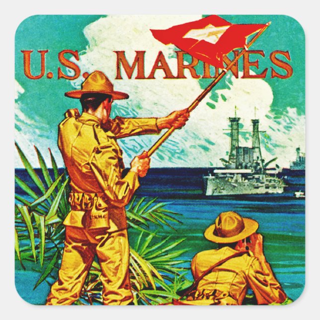 U.S. Marines ~ Signalflagge Quadratischer Aufkleber (Vorderseite)