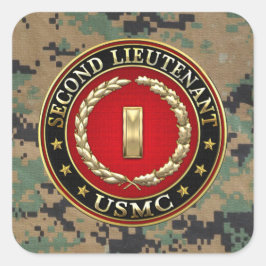 U.S. Marines: Zweiter Leutnant (USMC 2ndLt) [3D] Quadratischer Aufkleber