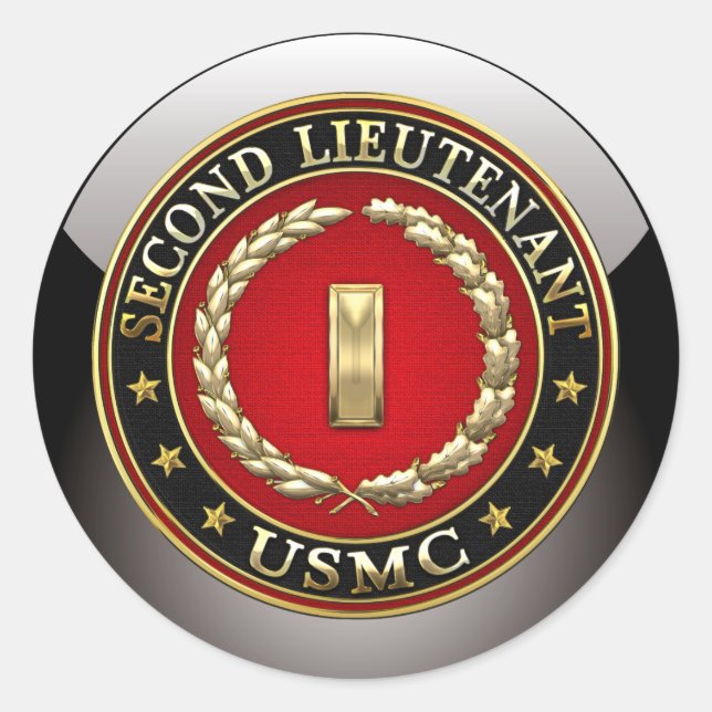 U.S. Marines: Zweiter Leutnant (USMC 2ndLt) [3D] Runder Aufkleber (Vorderseite)