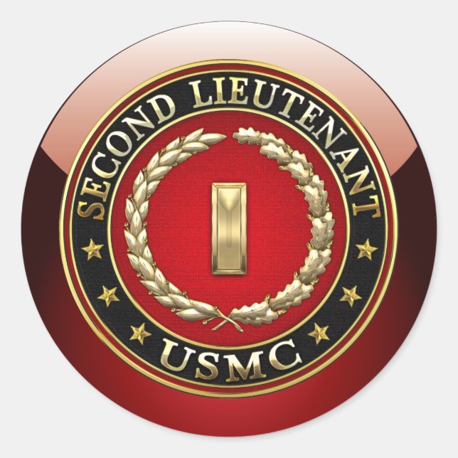 U.S. Marines: Zweiter Leutnant (USMC 2ndLt) [3D] Runder Aufkleber (Vorderseite)