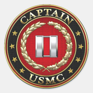 U.S. Marinesoldaten: Captain (USMC Kapitän) [3D] Runder Aufkleber