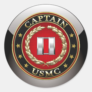 U.S. Marinesoldaten: Captain (USMC Kapitän) [3D] Runder Aufkleber
