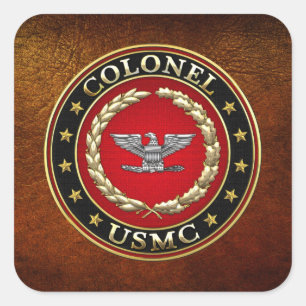 U.S. Marinesoldaten: Oberst (USMC Col.) [3D] Quadratischer Aufkleber
