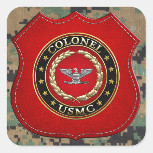 U.S. Marinesoldaten: Oberst (USMC Col.) [3D] Quadratischer Aufkleber