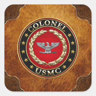 U.S. Marinesoldaten: Oberst (USMC Col.) [3D] Quadratischer Aufkleber