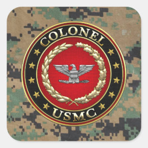 U.S. Marinesoldaten: Oberst (USMC Col.) [3D] Quadratischer Aufkleber