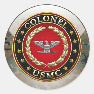 U.S. Marinesoldaten: Oberst (USMC Col.) [3D] Runder Aufkleber