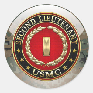 U.S. Marinesoldaten: Zweiter Leutnant (USMC 2ndLt) Runder Aufkleber