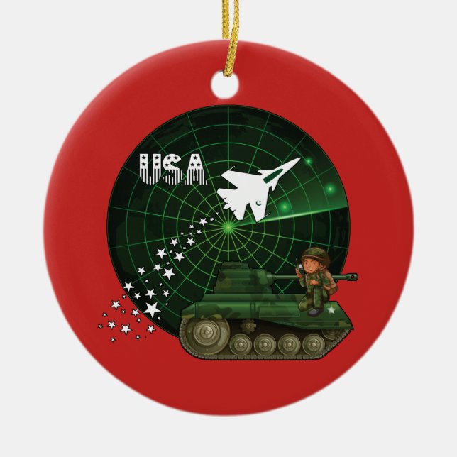 U.S. Militärluftwaffen-Armee-Weihnachtsverzierung Keramik Ornament (Vorne)