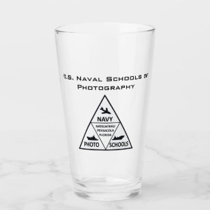 U.S. Naval School of Fotografy Glass Tumbler B&W