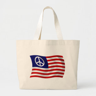 U.S. Peace Sign Flag Tote Bag Jumbo Stoffbeutel