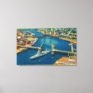U.S. Schlachtschiff, das durch Portland Leinwanddruck