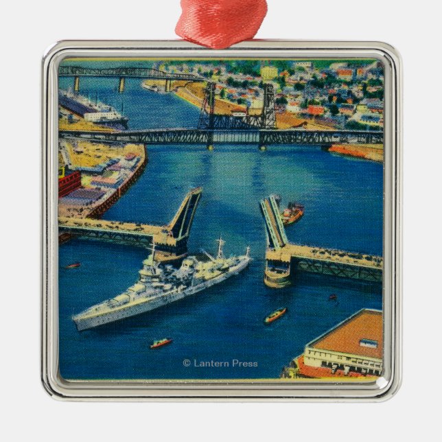 U.S. Schlachtschiff, das durch Portland Silbernes Ornament (Vorne)