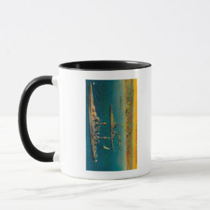 U.S. Schlachtschiffe verankert in Long Beach Tasse