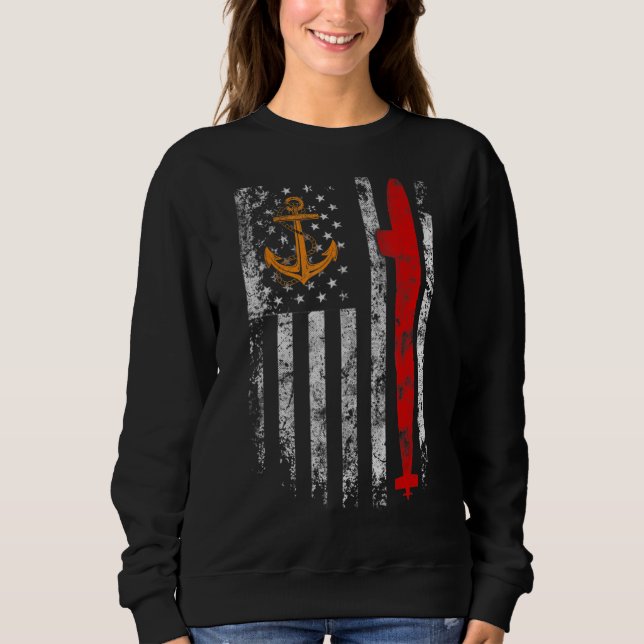 U S U-Boot Silent Service Veteran American Flag Sweatshirt (Vorderseite)