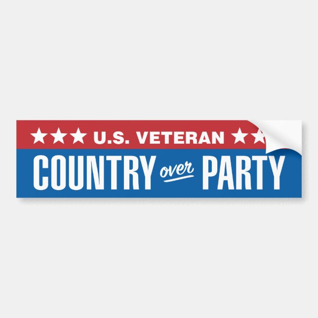 U.S. Veteran / Country Over Party Autoaufkleber (Vorne)