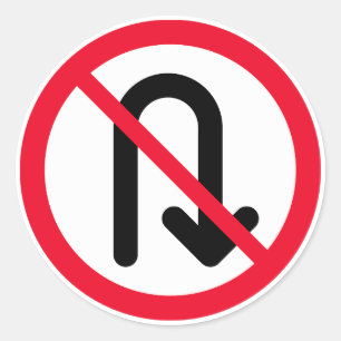 U Tourner Signal interdit   Stickers ronds classiq