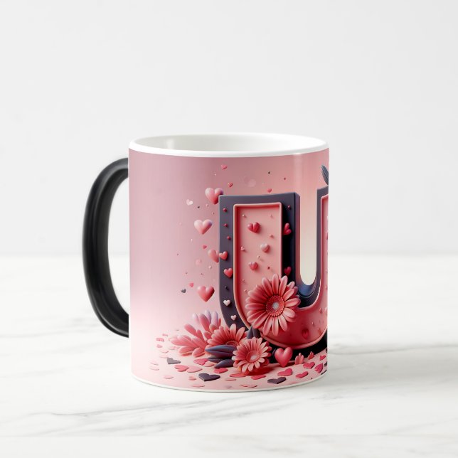 U Valentine Alphabet 3D Verwandlungstasse (Vorderseite Links)