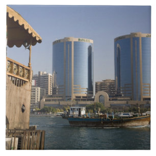 UAE, Dubai, Dubai Creek. Dhow-Kreuzungskanal Fliese