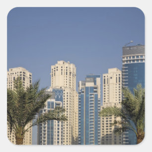UAE, Dubai. Türme der Residenz Jumeirah Beach Quadratischer Aufkleber