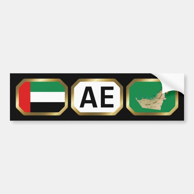 UAE Flag Map Code Autoaufkleber (Vorne)