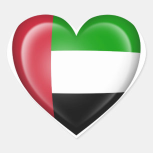 Uae-Herz-Flagge auf Weiß Herz-Aufkleber