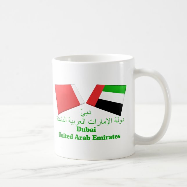 UAE u. Dubai-Flaggen-Fliesen Kaffeetasse (Rechts)