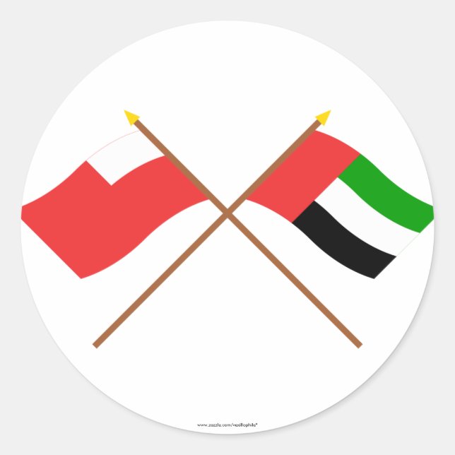 UAE und Abu Dhabi überquerten Flaggen Runder Aufkleber (Vorderseite)