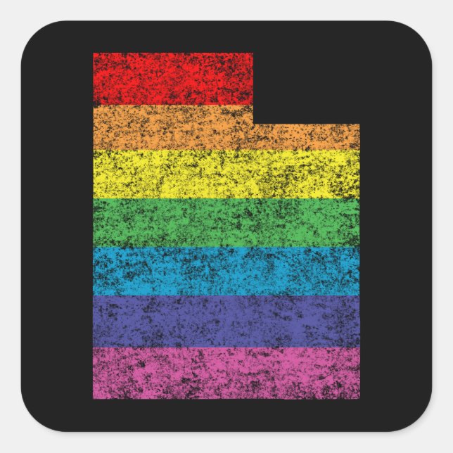 Uah Regenbogen Quadratischer Aufkleber (Vorderseite)