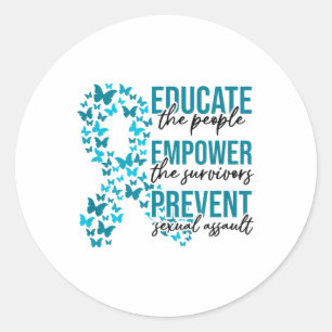 Ual Ault Awareness Month Educate Empower Prevent Runder Aufkleber