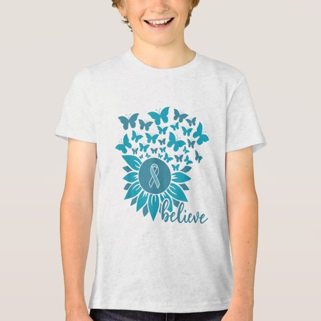 Ual Ault Awareness Month glauben Sonnenblume Aquam Tri-Blend Shirt (Vorderseite)